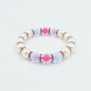 Handmade Pearl Stretch Bracelet Rhinestones Bling Pink Blue Purple
